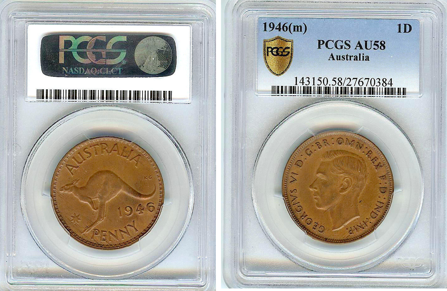 Australien Penny 1946 PCGS AU58